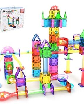 Picasso Tiles/Magnetic Tiles Multicolor Magnetic Marble Run Building Set